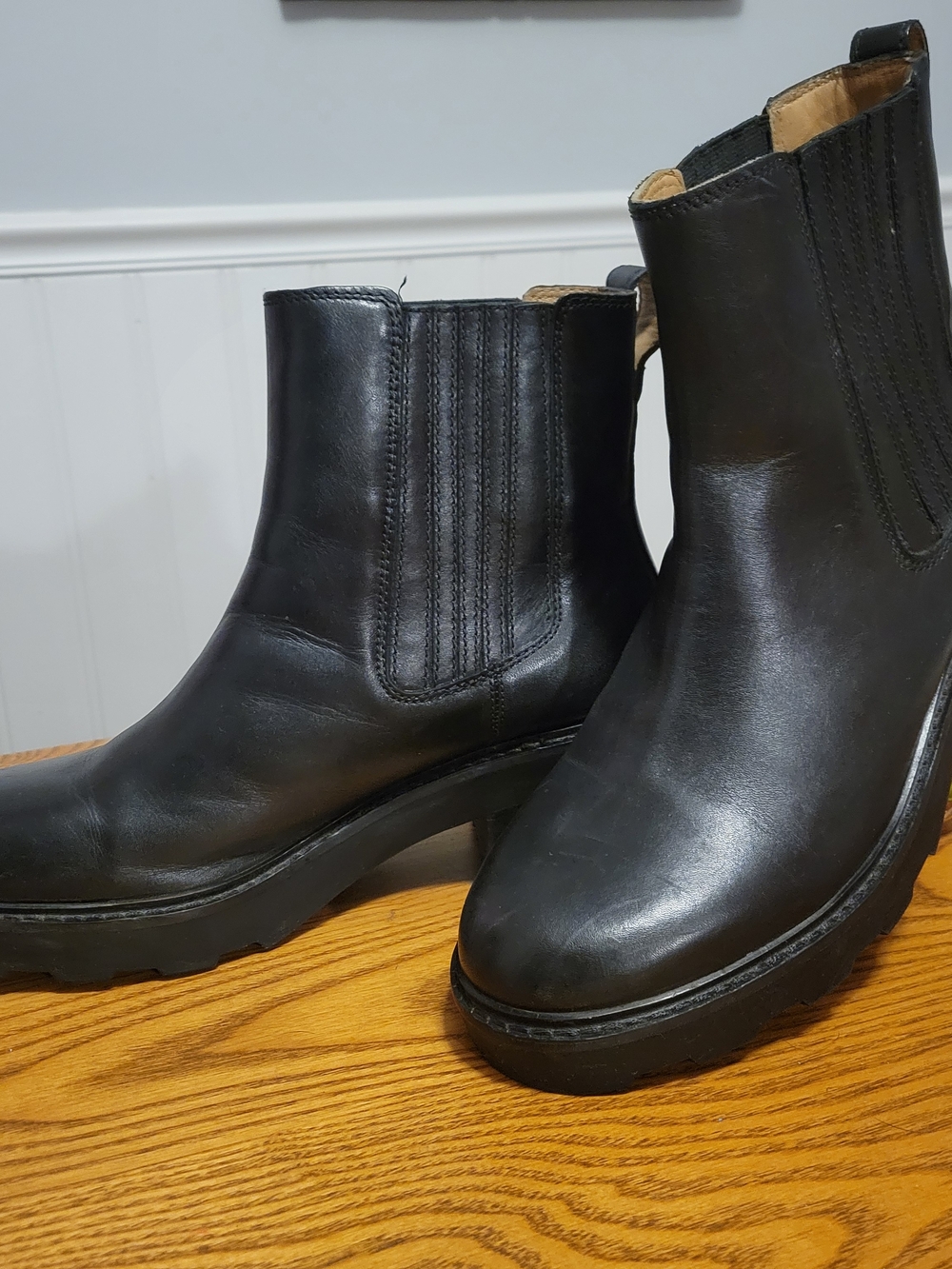 Madewell Black Leather Gwenda Combat Boots 12M - Picture 5 of 7